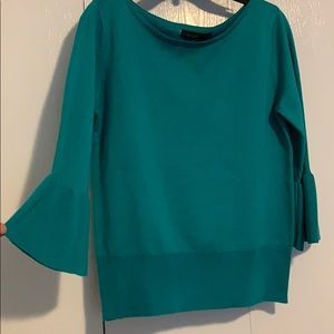 August Silk bell sleeve turquoise sweater